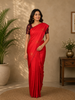 Vermilion Red Striped Pattern Silk Saree
