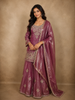 Dusky Rose Mauve Pink Sequins and Beads Embroidered Design Organza Lehenga with Dupatta