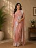 Light Peach Solid Design Georgette Saree