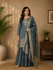 Light Green Dots Designed Banarasi Silk Palazzo Salwar Suit