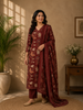 Maroon Floral Printed Cotton Salwar Suit