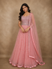 Soft Blush Pink Heavy Sequins Embroidered Design Net Lehenga With Net Dupatta