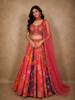 Vinbrant Rose Pink Floral Sequins and Beads Embroidered Design Sequins Bridesmaid Lehenga with Dupatta