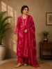 Crimson Red Floral Printed Cotton Salwar Suit Set