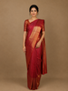 Red Checkered Woven Pure Kanchipuram Silk Saree