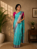 Sky Blue Paisley Designed Silk Saree