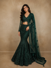 Bottle Green  Heavy Sequins and Beads Embroidered Design Net Mermaid Lehenga With Dupatta