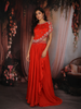 Orange  Sequins & Beads Embroidered Design Georgette Indo-Western Skirt Top