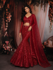 Pink Floral Sequins and Beads Embroidered Net Lehenga Set with Dupatta