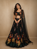 Black Floral Printed Design Crepe Bridesmaids Lehenga
