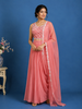 Pink Floral Embroidery Crepe Silk Ready To Wear Saree with Designer Blouse