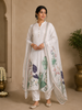 Ivory Straight Cut Salwar Suit for Women Adorned with Floral Design Paired with Dupatta