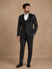 Black Floral Designed Men's Suit for Reception