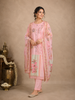 Baby Pink Straight Cut Salwar Suit for Girls Adorned with Sequins and Flower Design with Dupatta