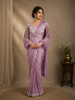 Pink Floral Embroidery Crepe Silk Ready To Wear Saree with Designer Blouse