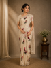 Ivory Floral Prints Sequins Design Chiffon Saree
