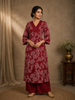 Maroon Floral Printed Cotton Salwar Suit