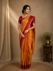 Mustard Plain Pure Kanchipuram Silk Saree With Zari Border
