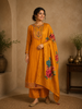 Orange Floral Designed Chiffon Salwar Suit