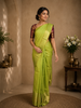 Parrot Green Striped Woven Design Pure Kanchipuram Silk Saree