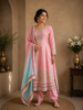 Pink Straight Cut Salwar Suit Adorned with Sequins and Mirror Design paired with Dupatta