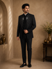 Black Bead Embroidery Velvet Men's Suit