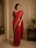 Bridal Red Print Woven Zari Border Bandhani Saree