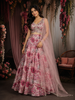 Pink Floral Printed and Sequins Embroidered Design Chiffon Bridesmaids Lehenga