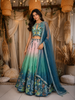 Aqua Blue and Blush Pink Sequins and Bead Embroidered Tissue Silk Lehenga Set