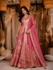 Rose Pink Floral Woven Silk Lehenga