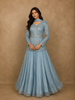 Light Blue Sequins Embroidered Satin And Net Lehenga