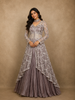 Muted Purple Sequins And Beads Embellished Net Lehenga