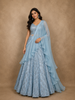 Ice Blue Sequins Embroidery Net Lehenga