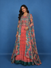 Peach Floral Embroidered Crepe Lehenga