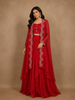 Queen Pink Floral Embroidered Design Chiffon Skirt Top with Dupatta