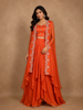 Orange Floral Embroidered Design Georgette Skirt Top with Dupatta