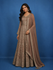 Light Brown Floral Embroidered Cotton Lehenga
