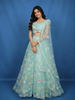 Pastel Mint Green Floral And Sequins Embroidered Net Lehenga for Bridesmaids