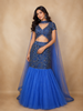 Royal Blue Mermaid Lehenga Adorned with Sequins and Beads Flower Design with Choker Dupatta