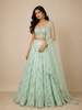 Light Blue Lehenga Adorned in Floral Sequins with Dupatta