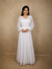 White Shimmer Solid And Glitter Design Party Wear Gown with Empire Waist