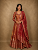 Onion Pink Butta Zari Woven Design Tissue Silk Gown with Dupatta