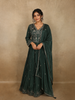 Deep Forest Bottle Green Floral Sequins and Beads Embroidered Design Georgette Anarkali Gown with Dupatta