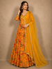Radiant Marigold Yellow Floral Printed Design Georgette Anarkali Gown with Dupatta