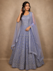 Light Purple Floral Thread and Mirror Embroidered Design Net Anarkali Gown with Dupatta