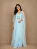 Light Blue Sequins Beaded Embroidery Georgette Palazzo Suit