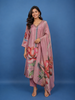 Dusty Mauve Floral Printed Silk Salwar Suit