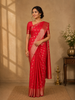 Crimson Red Zari Woven Chiffon Saree
