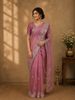 Onion Pink Embellished Design Organza Saree