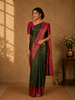 Bottle Green Butta Woven Pure Kanchipuram Silk Saree